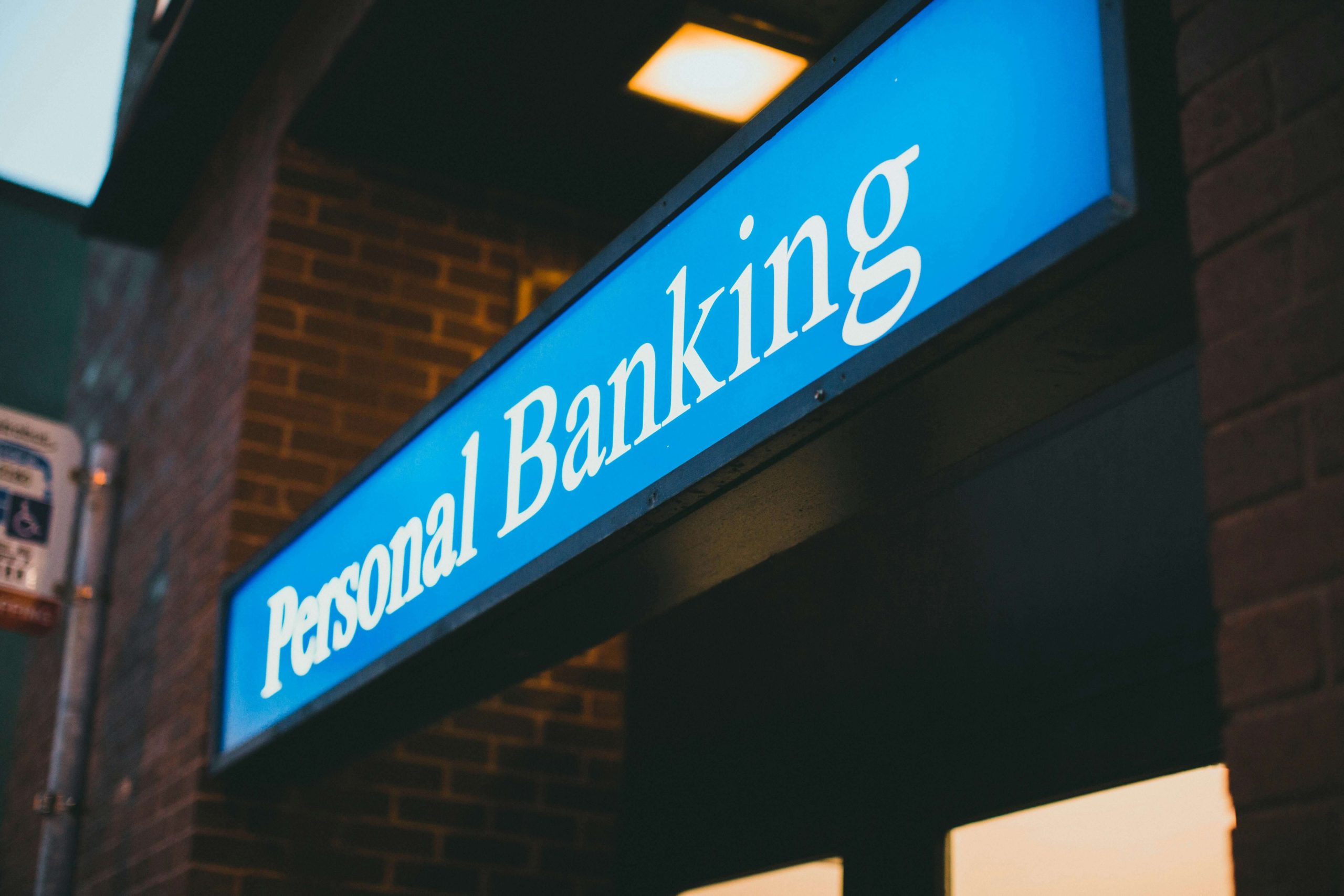 image of the personal banking sign at a high street bank